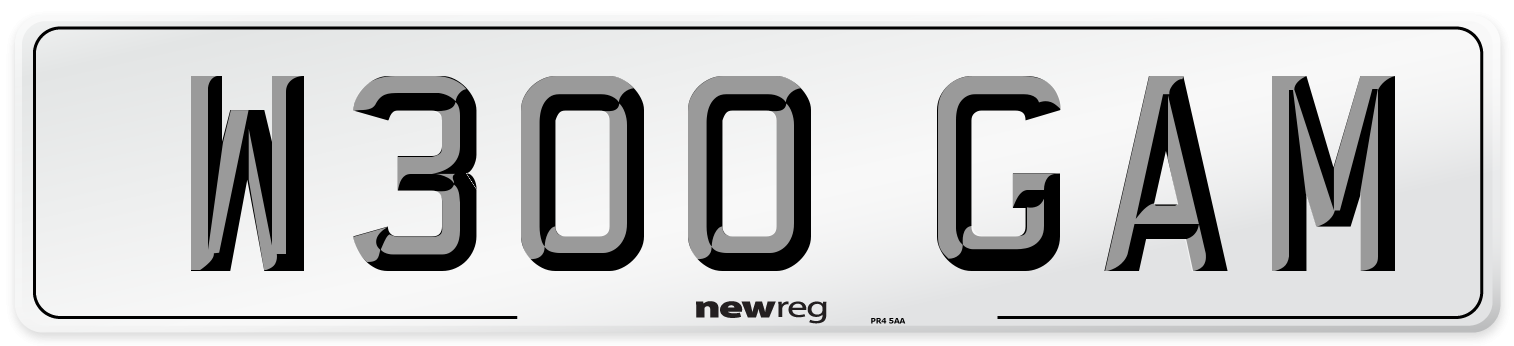 W300 GAM Number Plate from New Reg